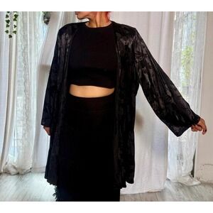 Vintage Onyx Nite Satin Floral Duster – Size 20 – Made in USA